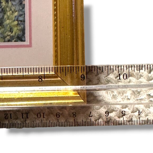 Nora DeBolt 1992 Floral Garden Print Gold Frame 12"x10" Vintage Wall Art - Picture 3 of 9